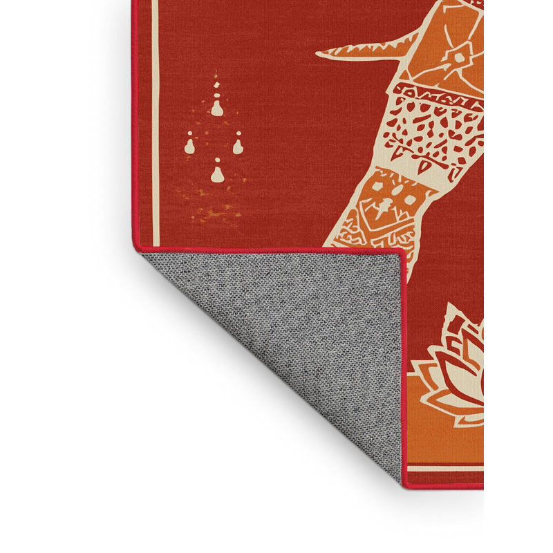 Tapis rouge lavable à la machine Bates, 3 X 5