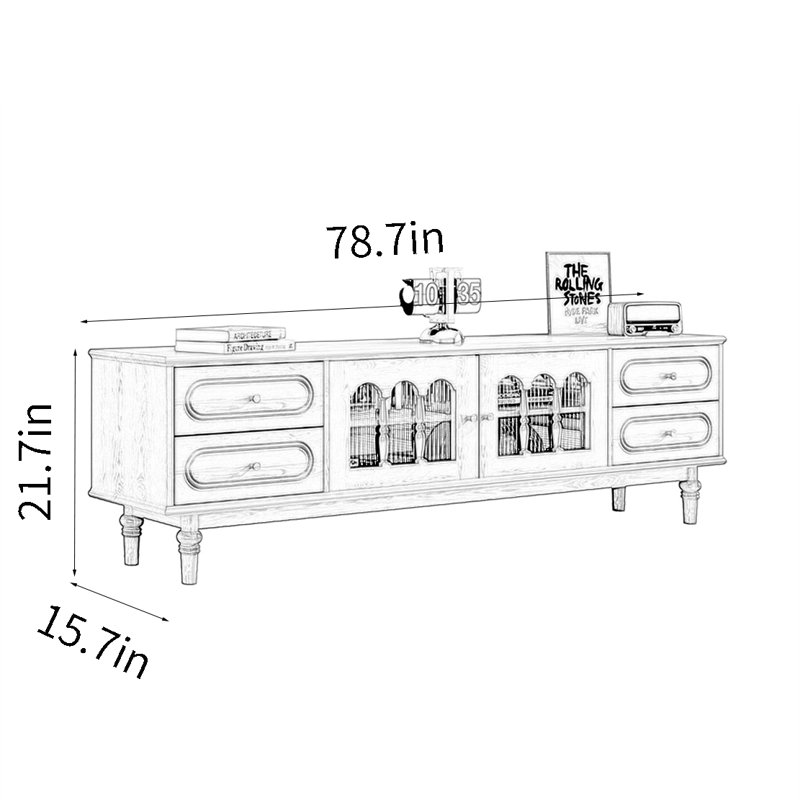 Meuble télé rétro, Cerisier, 78.7''
