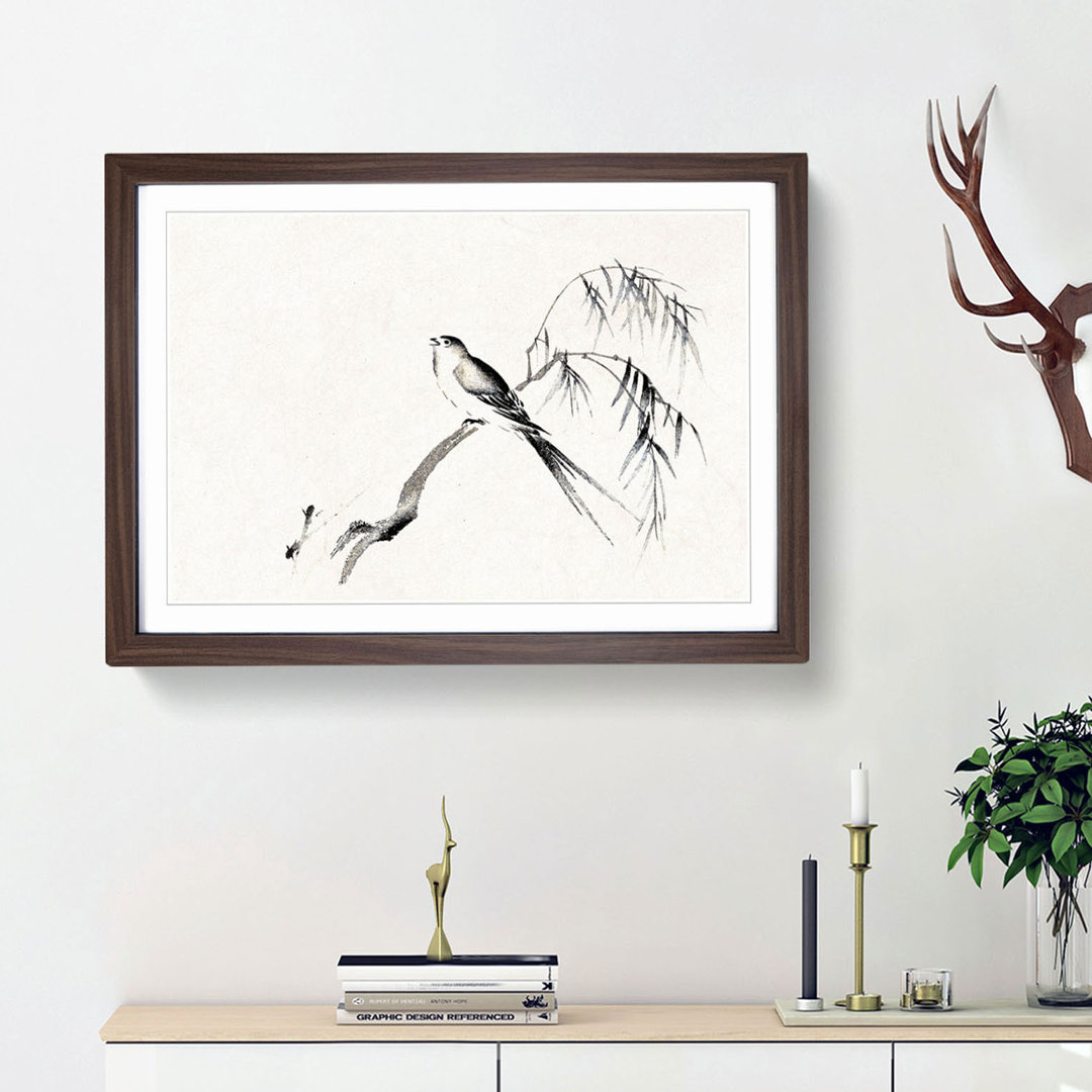 Bird on a Tree Branch by Maruyama Okyo - Picture Frame Painting Print
