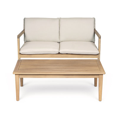 Causeuse d'extérieur en bois d'acacia avec table basse