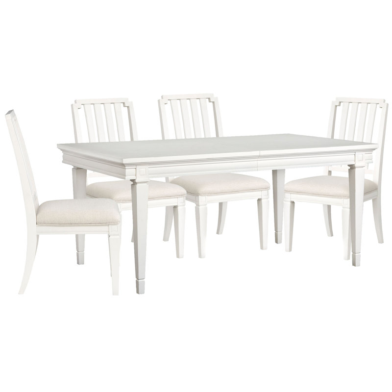 Gilvira Extendable Rectangular Dining Table With 4 Side Chairs, 5Pcs:Table,4Chairs