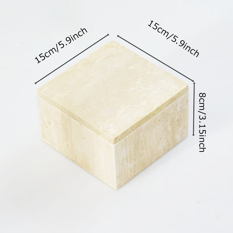 Boîte carrée en travertin avec couvercle