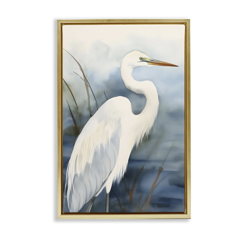 Doux aigrette impression encadrée, toile flottante par Petal Prints Design, Cadre flottant métallique doré, H 31 po x l 21 po