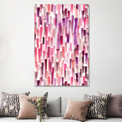 Watercolour Brushstrokes Coral Purple by Ninola Design - Wrapped Canvas Painting