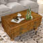 Table basse rectangulaire en bois massif pour le salon, table basse antique de 40 pouces à 4 tiroirs, table basse en bois avec pieds décoratifs-223026930