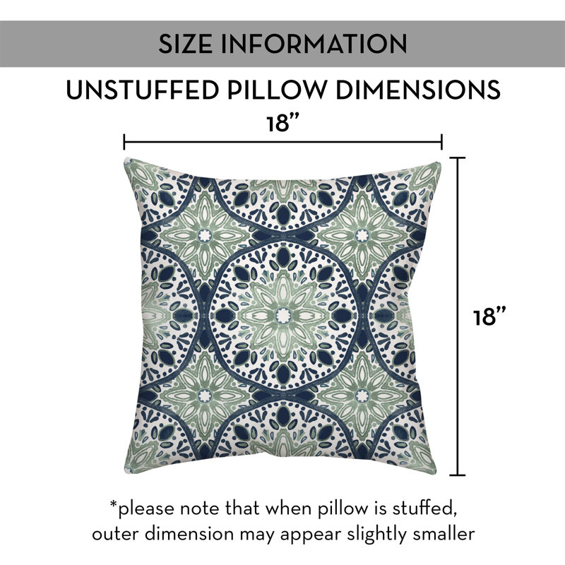 Morrocan Outdoor Reversible Throw Pillow, Sage/Blue