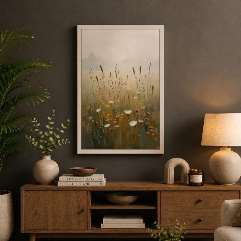 Misty Meadow Light Scandinavian - Wrapped Canvas, 18x12 - 45.7 x 30.5 cm, Cream Border