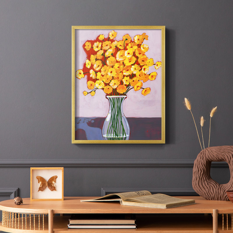 «Daisy Bouquet I», reproduction encadrée - bois massif, Or, H 10 po x l 8 po