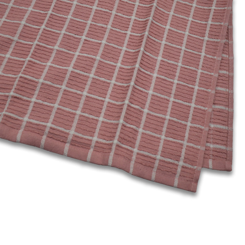 Super Absorbent 3 Pack Cotton Tea Towels Ripple Check, Red
