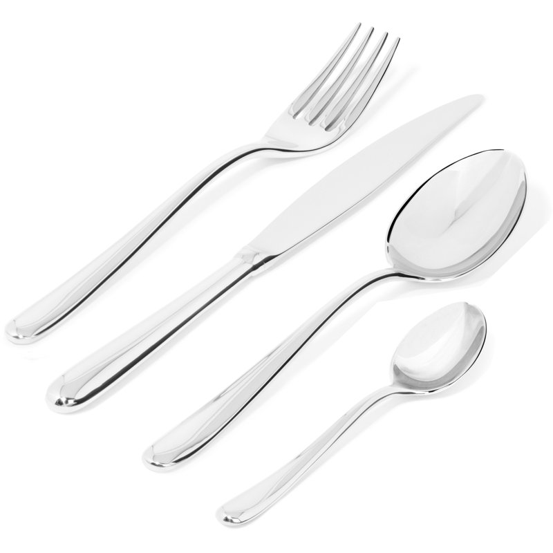 Alessi Caccia Stainless Steel Flatware Set - Service for 4, 4 Prongs fork