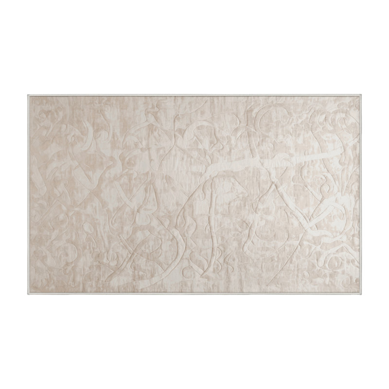 Tapis beige lavable à la machine, Rectangle 5 pi x 7 pi