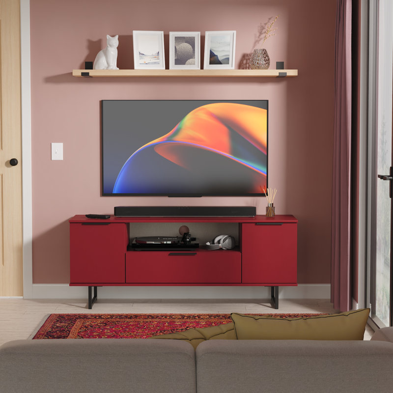 Bisceglia Unfinished TV Stand for TVs up to 65", Red