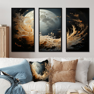 Fiery Moonlight Vision - ensemble d'art sur toile lune