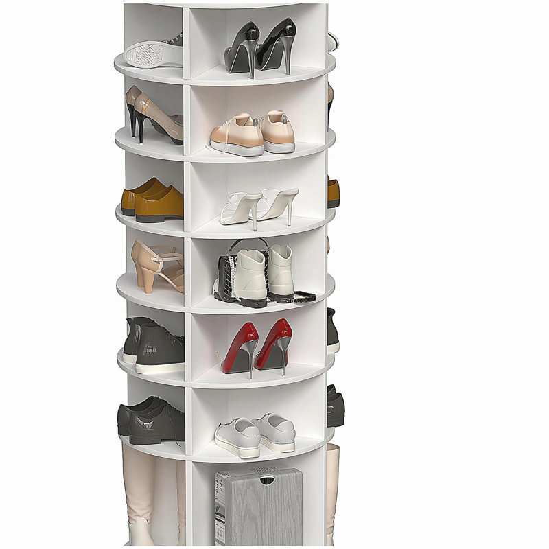 Rotating Shoe Rack Tower, 7-Tier Spinning Shoe Rack, Free Standing 360° Revolving Shoe Organizer,  High Bottom Design Shoe Tower Spinning Storage Lazy Susany, Fits 28 Pairs of Shoes