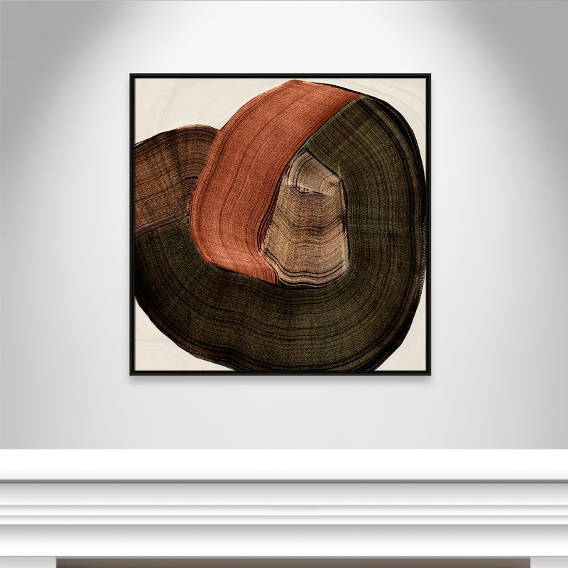 «Folded Earth II» par , L 37,5 po x H 37,5 po, Toile avec cadre, Flottant espresso