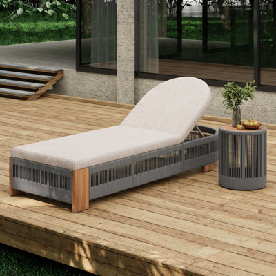 Méridiennes de patio avec corde décorative avec accoudoirs réglables en tissu résistant à l'eau et nécessitant peu d'entretien