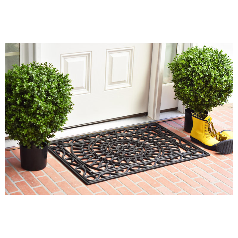 Karyen Scrolled Medallion Non-Slip Rubber Doormat