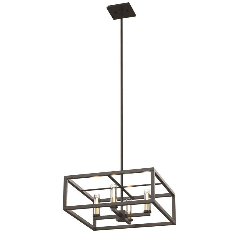 Lustre rectangulaire 4 lumières de style bougie Domina, Finitions multiples / graphite