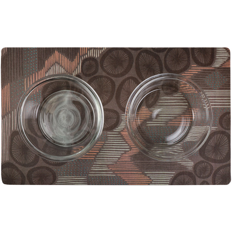 Napperon pour animal de compagnie, tapis d'alimentation pour chien et chat - Tissu absorbant, envers imperméable, antidérapant, lavable à la machine (lignes abstraites) (12 po x 20 po) (fabrication américaine)