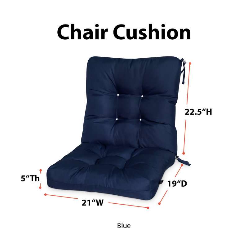 Outdoor 5'' Dining Chair Seat / Back Cushion, Navy Blue Solid Color