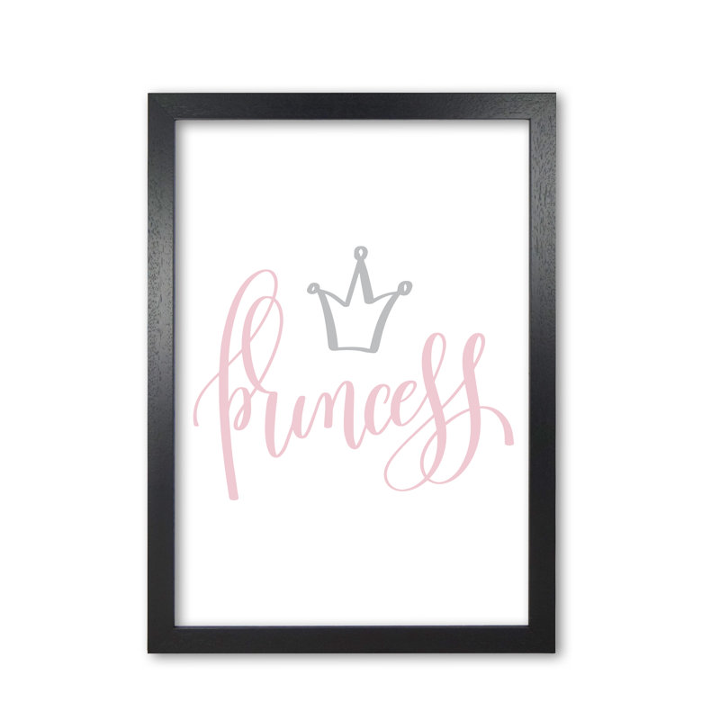 Princess - Print, Black Grain Frame, 85 cm H x 60 cm W x 5 cm D, Pink/Grey
