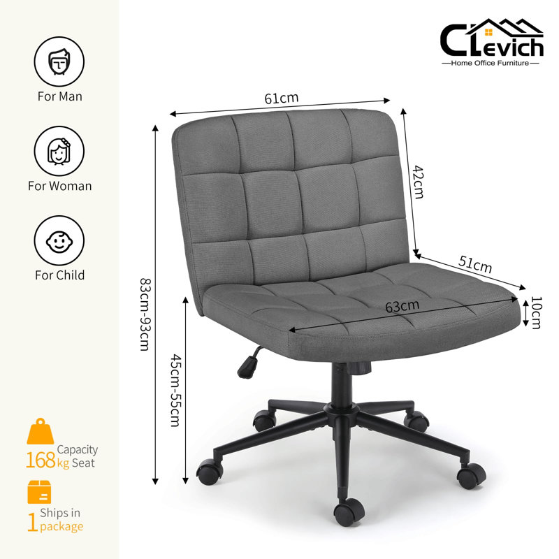 Office Chair Without Armrests, Wide Cross-legged Chair For Cross-legged Sitting, Ergonomic Height-adjustable Criss-cross Chair For Office, Study, Dressing Room, Bedroom