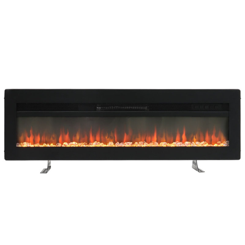 Wyndham Electric Inset Fire, 32.7cm H x 127cm W x 14.6cm D, Black