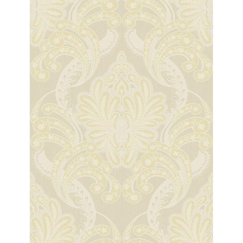  Papier peint damassé à motif floral Edme Designs Buttercream, Crème au beurre