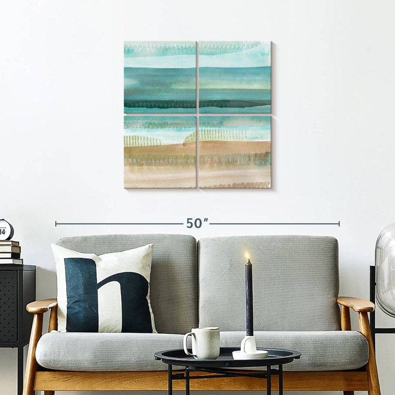Paysage marin de jade, H 26 po x l 26 po