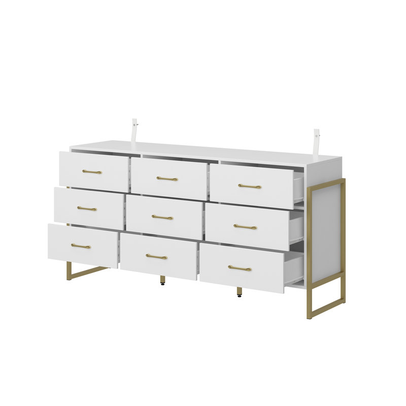 Commode 9 tiroirs Hopkinton, Blanc