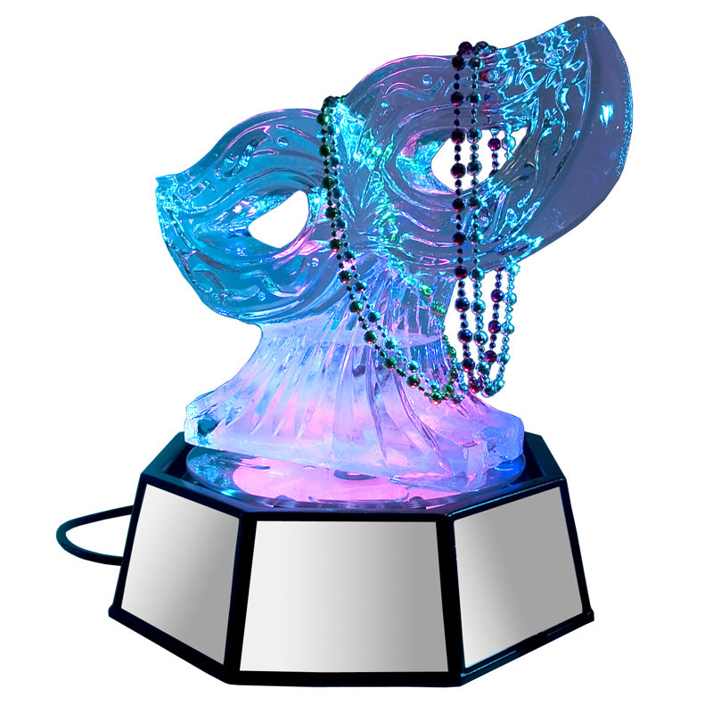 24" X 14" Rotating Ice Carving Mirror Pedestal With Drainage Hose And 220V Led Lighting