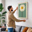 Single Daisy Botanical 1 Piece Wrapped Canvas Wall Art-1494171552-1494171550