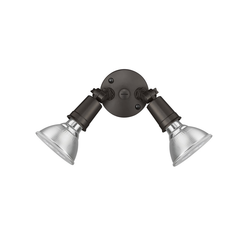 2 - Head Hardwired Outdoor Security Flood Light, Powder Coated Bronze