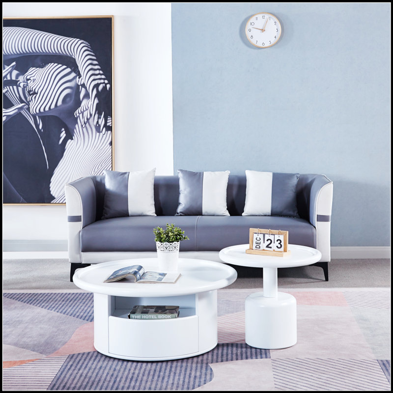 Ensemble de tables basses rondes en panneau de fibres à densité moyenne pour le salon, la chambre à coucher - durable, élégant et peu encombrant
