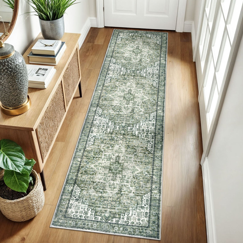 Tapis verts lavables antidérapants, Tapis de couloir 2 pi x 8 pi