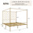 King Size Metal Canopy Bed Frame with Headboard and Footboard -602410930