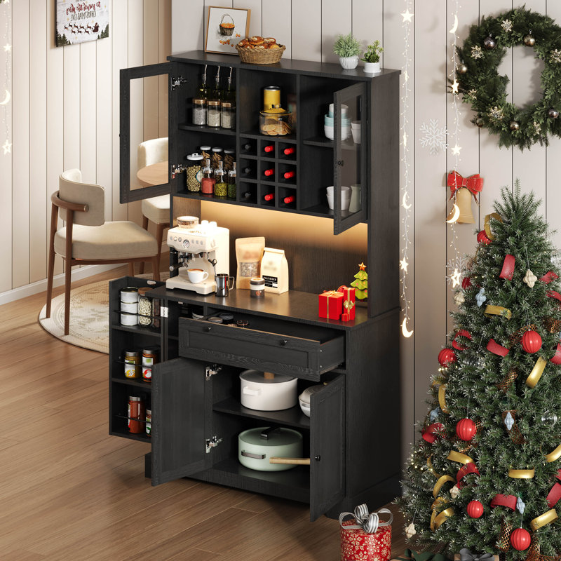 180cm Kitchen Pantry, Black