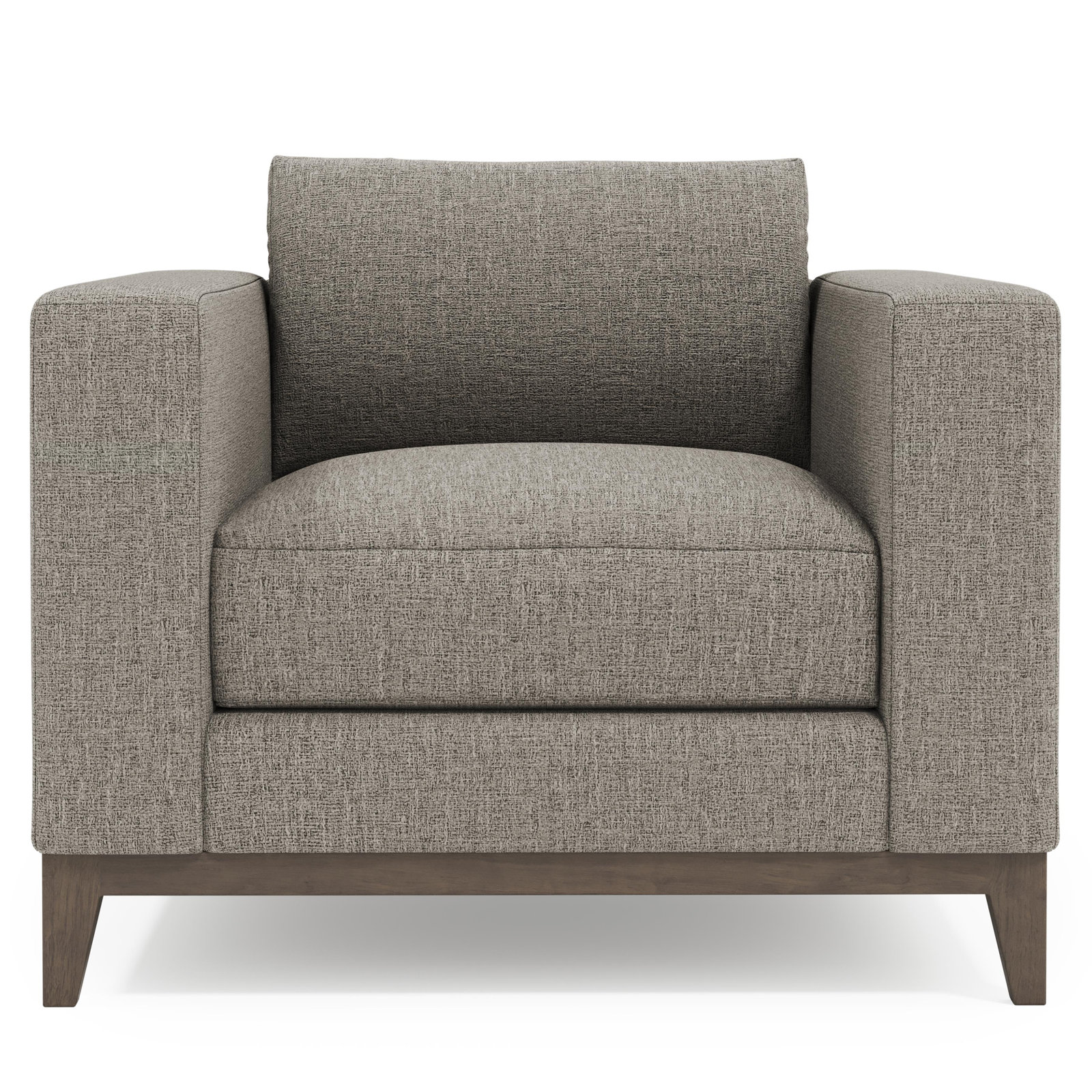 Noel Upholstered Armchair, Gray, Brown Wood