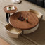 Ensemble de tables basses rondes en bois massif brun-129186084