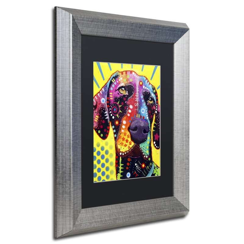 «German Short Hair Pointer», reproduction d'art sur toile encadrée, H 14 po x l 11 po x P 0,5 po, Cadre noir, Blanc