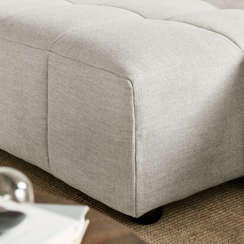 Canapé modulaire en tissu avec méridienne Liana, Tissu beige, Faisant face à la gauche