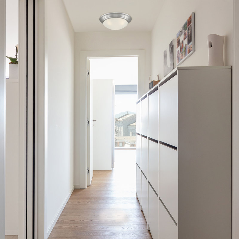 Plafonnier encastré 2 lumières 14 po Jipp, Nickel brossé