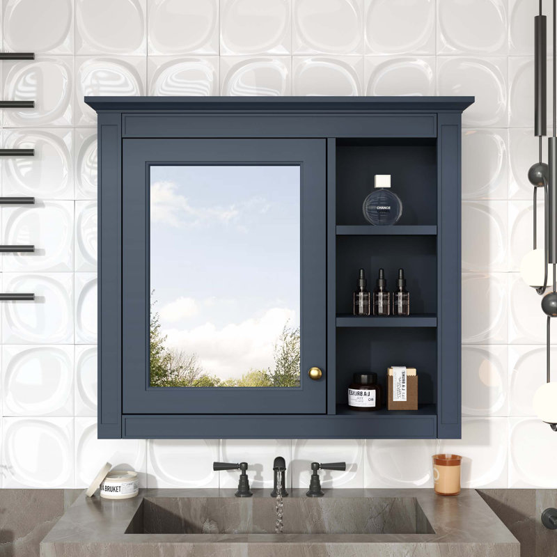 Armoire de rangement murale pour salle de bain, Bleu