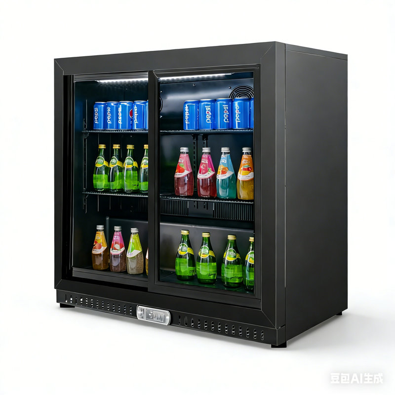 VITLIFE Back Bar Cooler with 2 Sliding Glass Doors， Under counter Beverage Refrigerator with LED,7.5 Cu.Ft.，Counter Height Commercial Bar Fridge for Beer, Wine, Soda in Bar, Restaurant, Home
