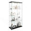 Vitrine moderne en verre avec lumières DEL, tablettes trempées et roues à roulement lisse pour une vitrine élégante.-122751221