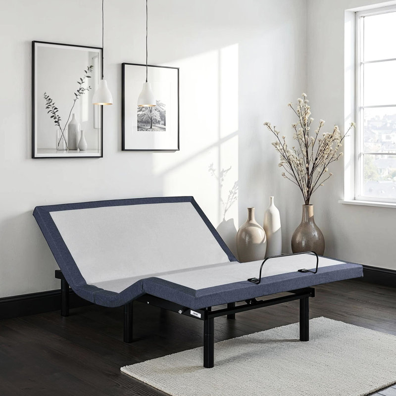 Adjustable Bed Base Twin Xl, Head & Foot Position Adjustments, Three Vibration Modes, Tv/Zero Gravity/Lounge Positions, 2 Charging, Under Led Lights, One Touch Return, Center Folding, 850 Lbs
