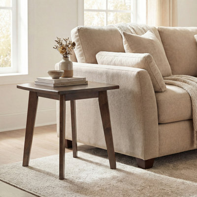 Table d'appoint en bois massif de 17 po avec plateau épaissi et rebord courbé pour la chambre à coucher du salon