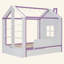 Structure de lit House avec lit gigogne escamotable, tablettes de rangement à queue et lumières DEL blanc froid-133671905-133671906