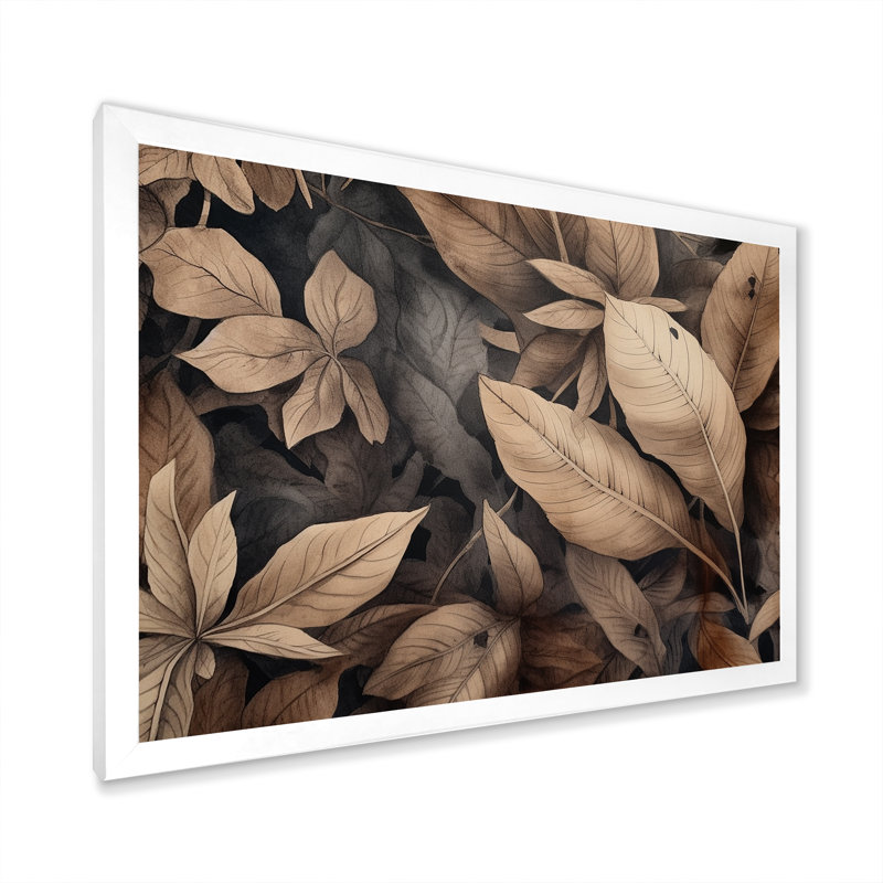 Brown Foliage Harmony - Herbs, reproduction d'art sur toile, Cadre simple blanc, H 24 po x l 32 po x P 1 po