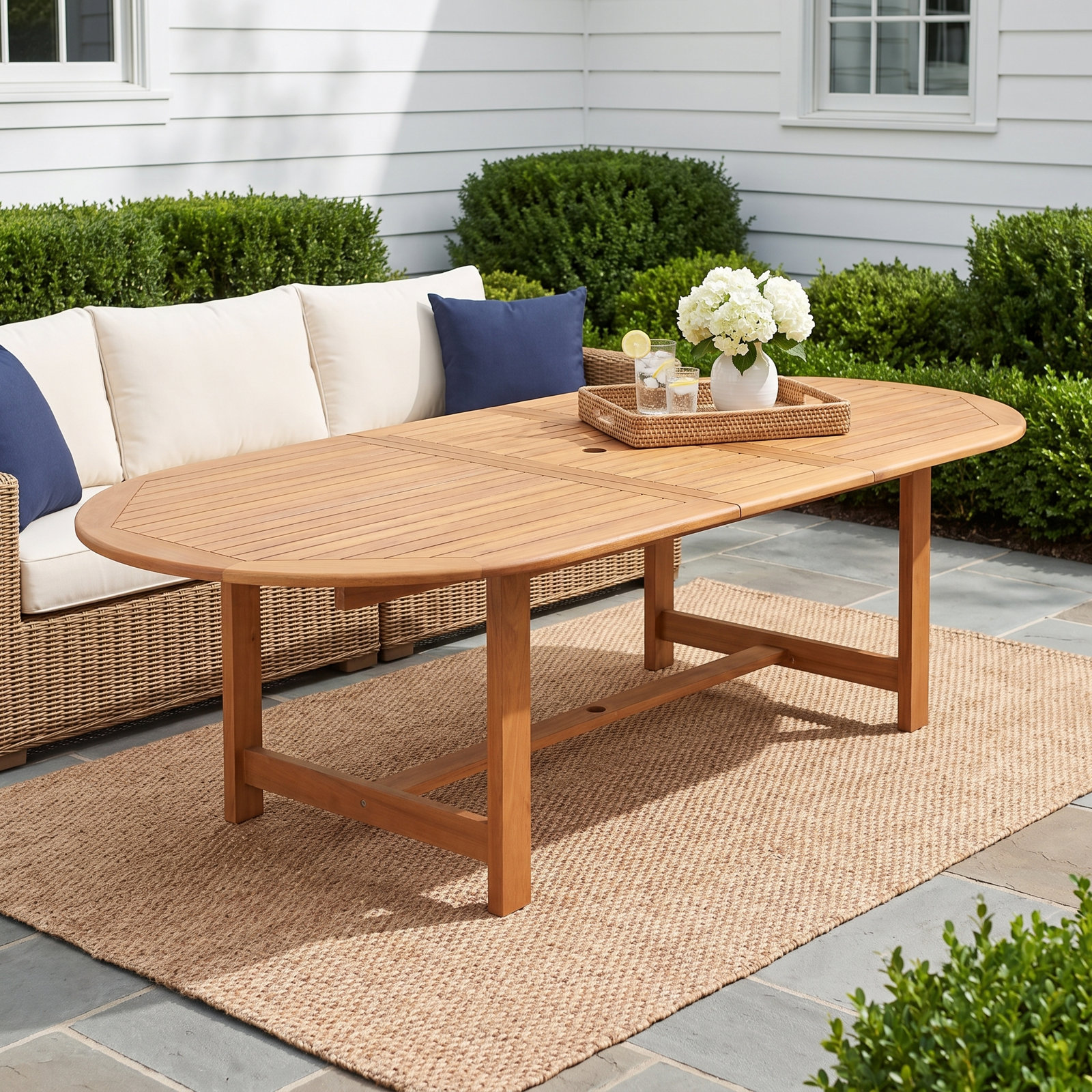 Ross 87" Extendable Eucalyptus Patio Dining Table